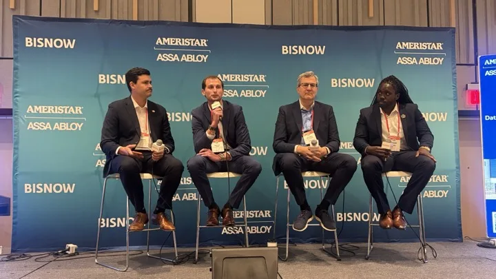 Bailey West, CEO of R&B Power Inc., on stage with the AI, Energy and Real Estate panel at Bisnow DICE South 2026 in Arlington, Texas