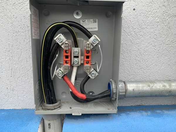 Meter socket wired and ready for the meter