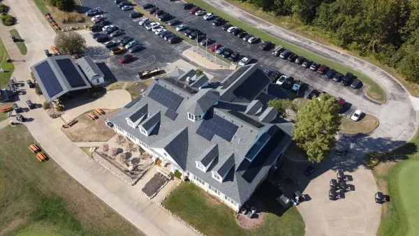 86 kW solar array on the clubhouse and cart barn roofs of Missouri Bluffs Golf Club in St. Charles, Missouri